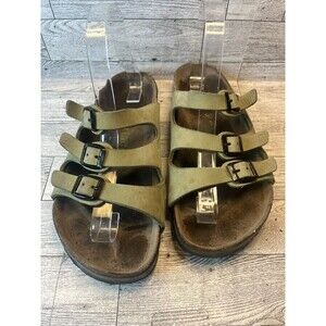 Birkenstock 3 Strap Florida Sandals Mint Green Suede Leather Size US 7 EU 37